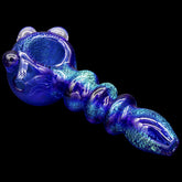 LA Pipes Solid Blue Dichro Maria Ringed Spoon Pipe